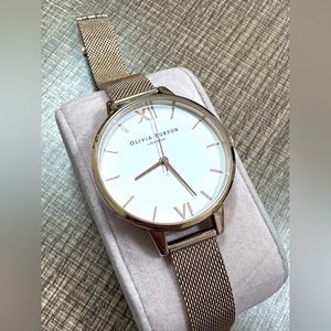 Olivia Burton pale rose gold mesh watch